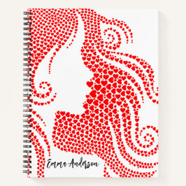 Cuaderno Silhouette de mujer en los corazones rojos | Bon V
