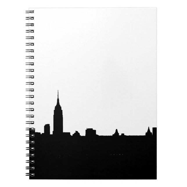 Cuaderno Silhouette de Nueva York en blanco y negro (Frente)
