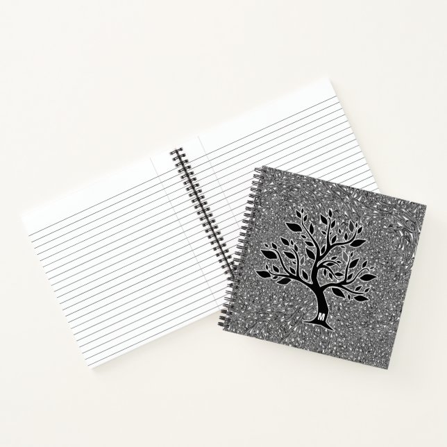 Cuaderno Silhouette de roble monogramado con paisley (Interior)