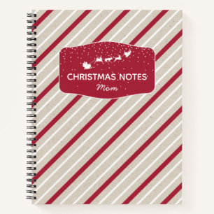 Cuaderno Silhouette de Santa y Reindeer y Stripes