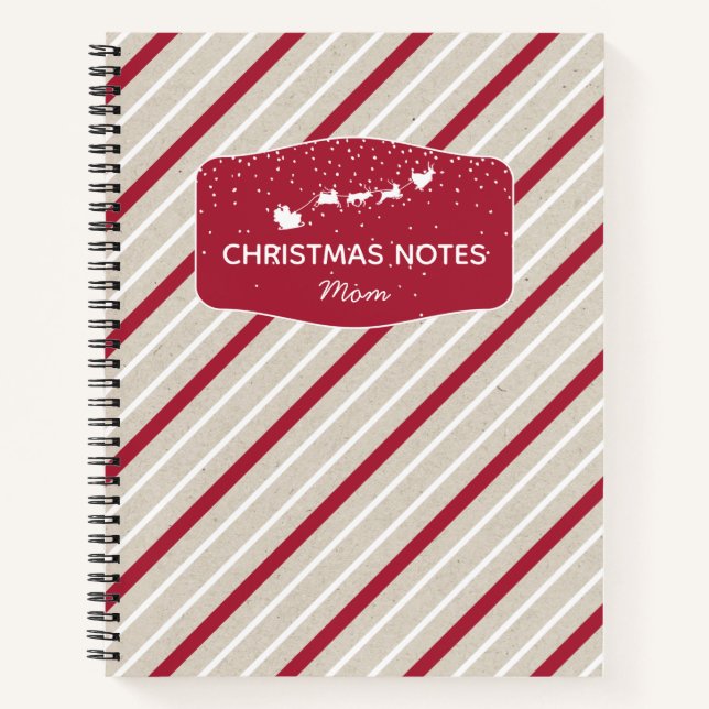 Cuaderno Silhouette de Santa y Reindeer y Stripes (Anverso)