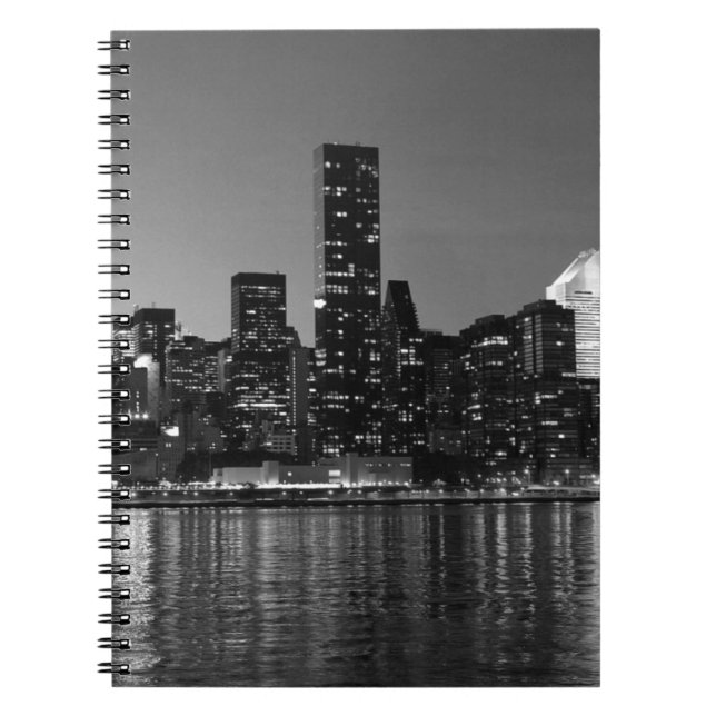 Cuaderno Silhouette de Skyscapers de Black White New York (Frente)