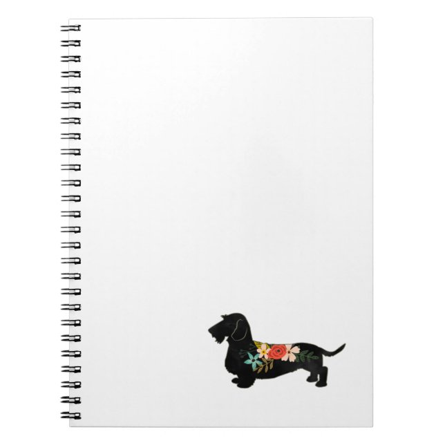 Cuaderno Silhouette floral de cabello alambrado Dachshund B (Frente)