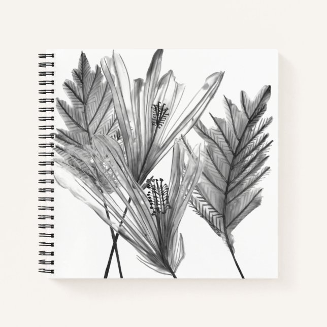 Cuaderno Silhouette floral - Gris (Anverso)
