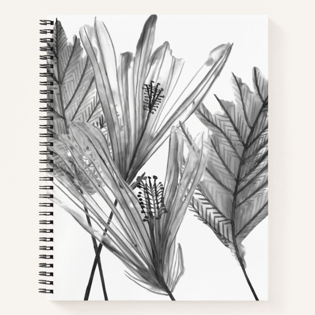 Cuaderno Silhouette floral - Gris (Anverso)