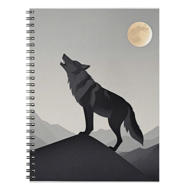 Cuaderno Silhouette minimalista Sleek Wolf (Frente)
