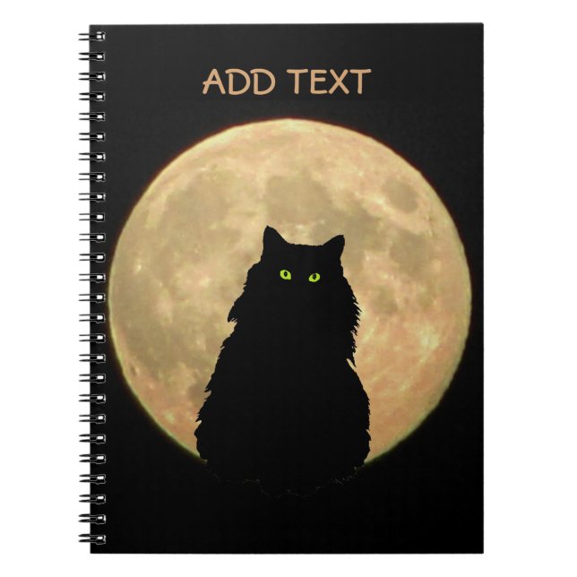 Cuaderno Silhouette para gatos de luna llena y negro (Frente)