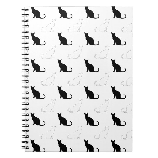 Cuaderno Silhouettes de gatos negros y blancos (Frente)