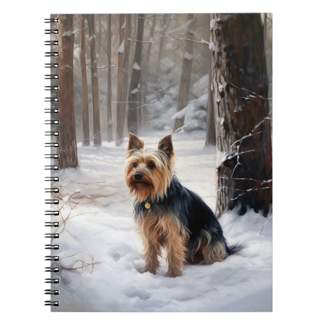 Cuaderno Silky Terrier deja que nieve Navidades (Frente)