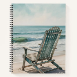 CUADERNO SILLA ADIRONDACK EN ACUARELA SOLITARIA EN LA PLAYA