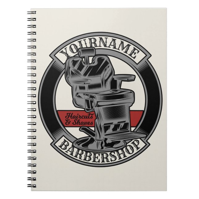 Cuaderno Silla de Barbería Personalizada de estilo Retro pa (Frente)