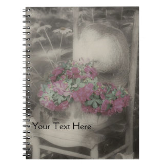 Cuaderno Silla De Flor Jardín En Blanco Y Negro