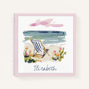 Cuaderno Silla de playa de acuarela personalizada