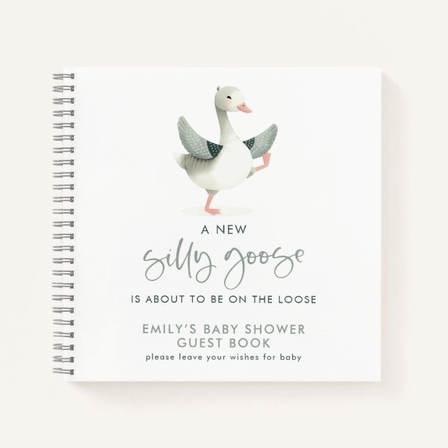 Cuaderno Silly Goose Wishes for Baby Shower Guest Book (Anverso)
