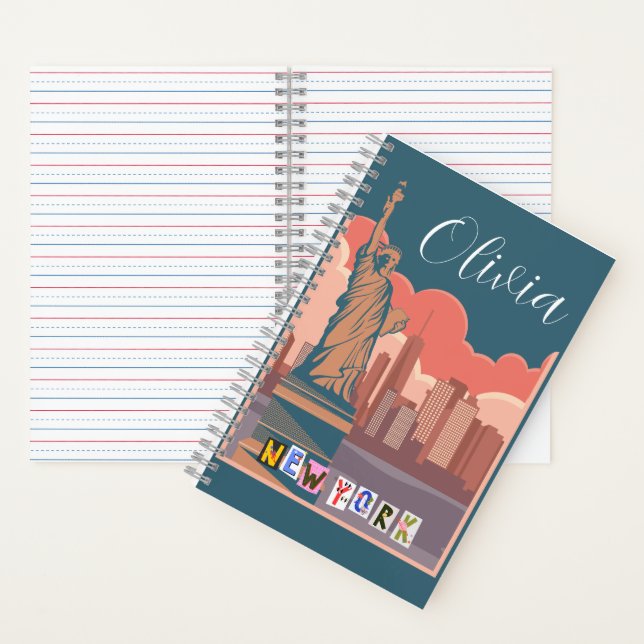 Cuaderno Silueta artística de Nueva York Personalizada (Interior)