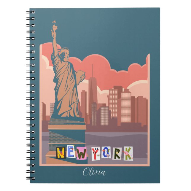 Cuaderno Silueta artística de Nueva York Personalizada (Frente)