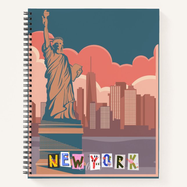 Cuaderno Silueta artística de Nueva York personalizada (Anverso)