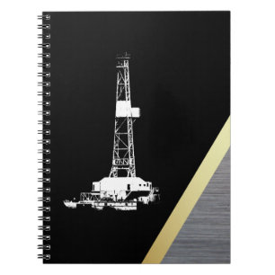 Cuaderno Silueta blanca de la plataforma de perforación en