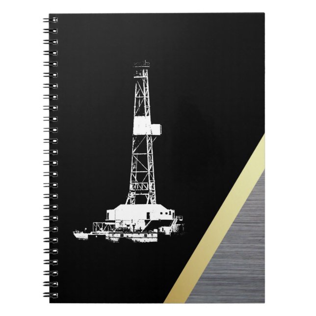 Cuaderno Silueta blanca de la plataforma de perforación en (Frente)