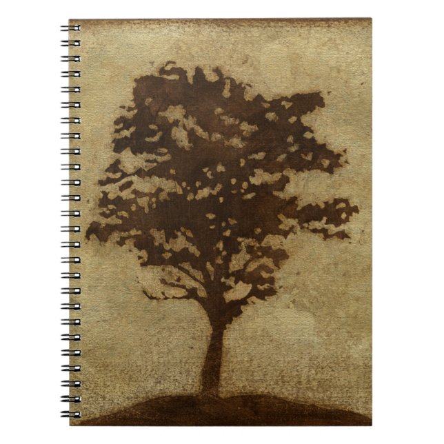 Cuaderno Silueta de árbol sobre fondo de bronce (Frente)