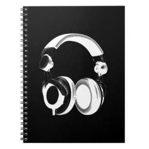 Cuaderno Silueta de auriculares blancos y negros