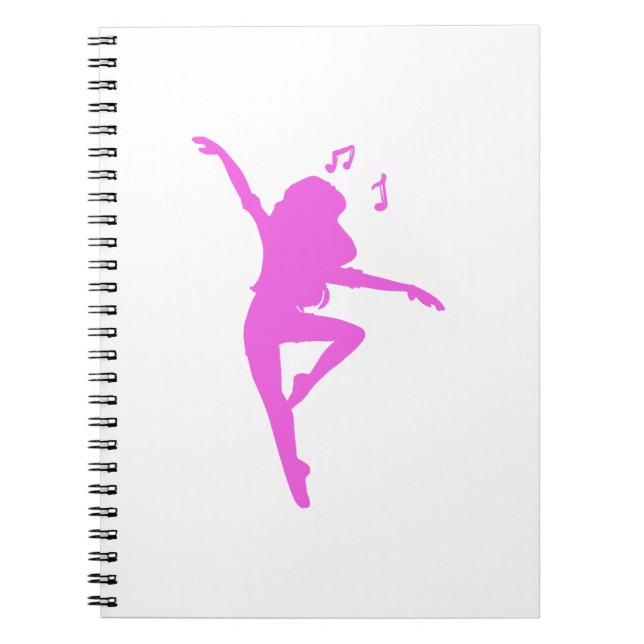 Cuaderno Silueta de bailarín chica - Elija color de fondo (Frente)
