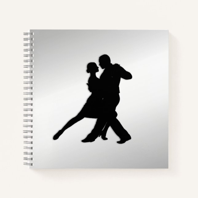 Cuaderno Silueta de bailarines de tango 2 plata (Anverso)