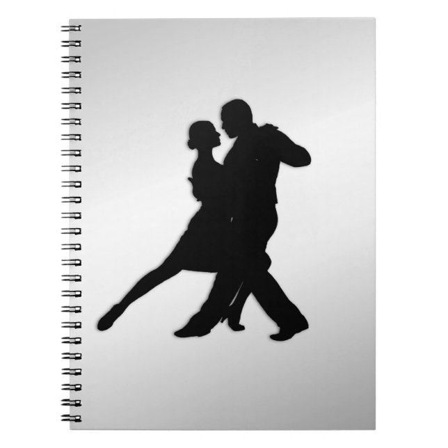 Cuaderno Silueta de bailarines de tango 2 plata (Frente)