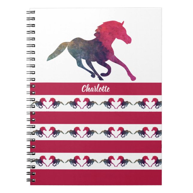 Cuaderno Silueta de caballo personalizada chica de escuela  (Frente)