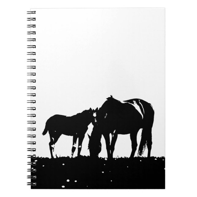 Cuaderno Silueta de caballos blancos y negros (Frente)