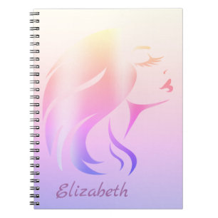 Cuaderno Silueta de cara de niña, Ombre - Personalizado