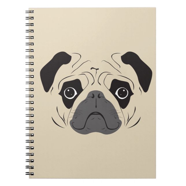 Cuaderno Silueta de cara de pug (Frente)