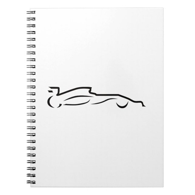 Cuaderno Silueta de dibujo de línea de carro de carrera (Frente)