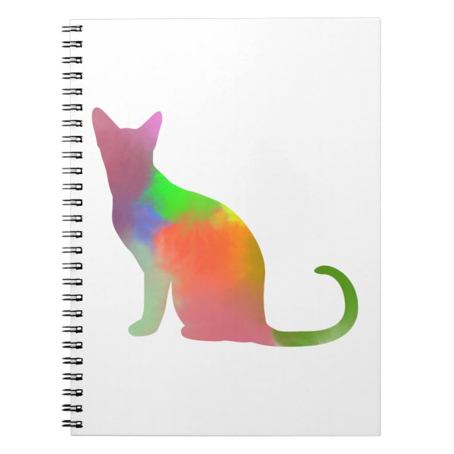 Cuaderno Silueta de gato de color de agua (Frente)
