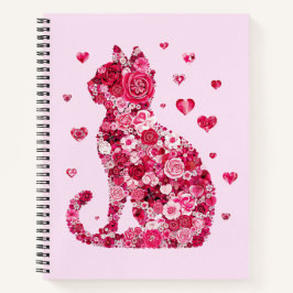 Cuaderno Silueta de gato floral ArtFaux tela envuelta
