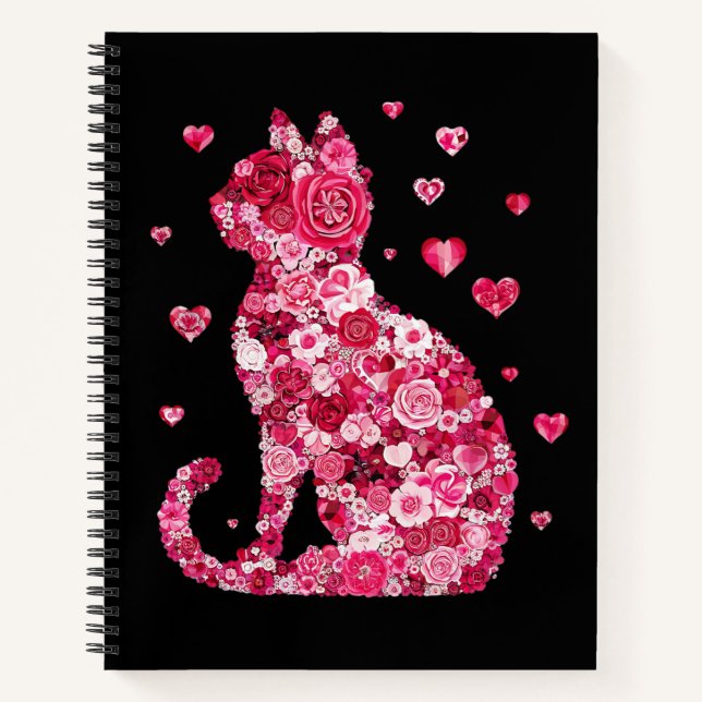 Cuaderno Silueta de gato floral ArtFaux tela envuelta (Anverso)