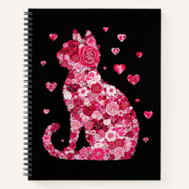 Cuaderno Silueta de gato floral ArtFaux tela envuelta