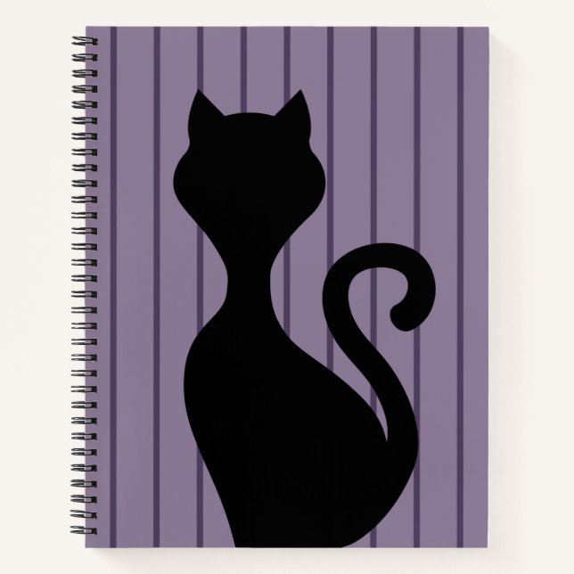 Cuaderno Silueta de gato negro de dibujos animados (Anverso)