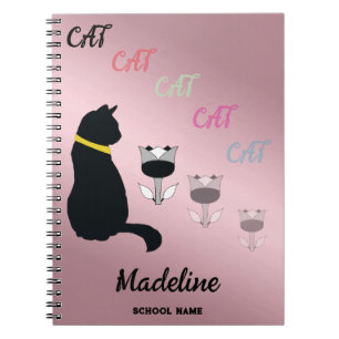 Cuaderno Silueta de Gato Negro Modificar Texto y Opacidad d