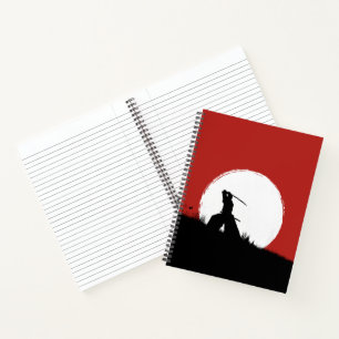 Cuaderno Silueta de guerrero samurái japonés Sol espiral No