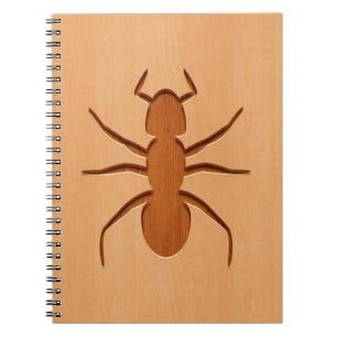 Cuaderno Silueta de hormiga grabada en madera