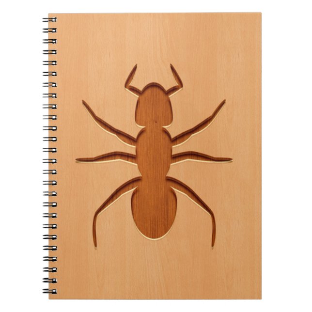 Cuaderno Silueta de hormiga grabada en madera (Frente)