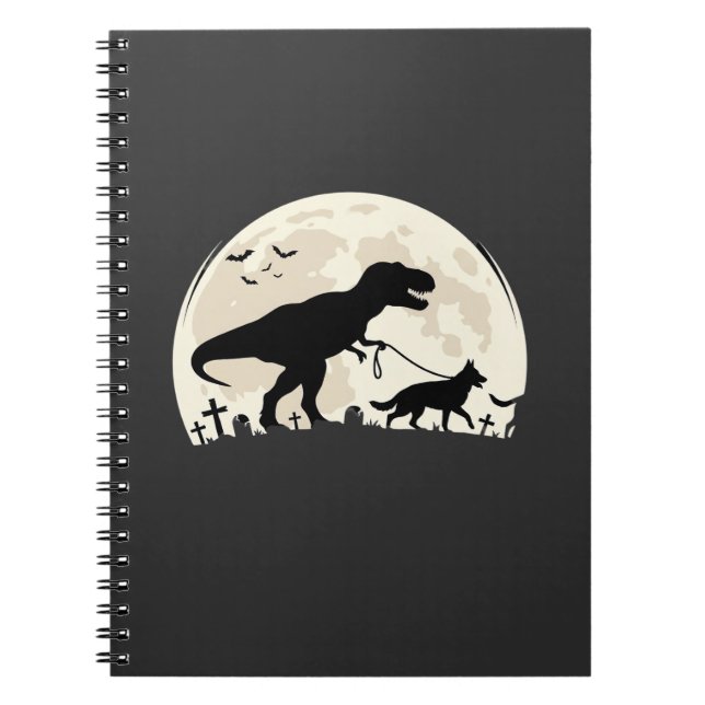 Cuaderno Silueta de luna de dinosaurio de Halloween de past (Frente)