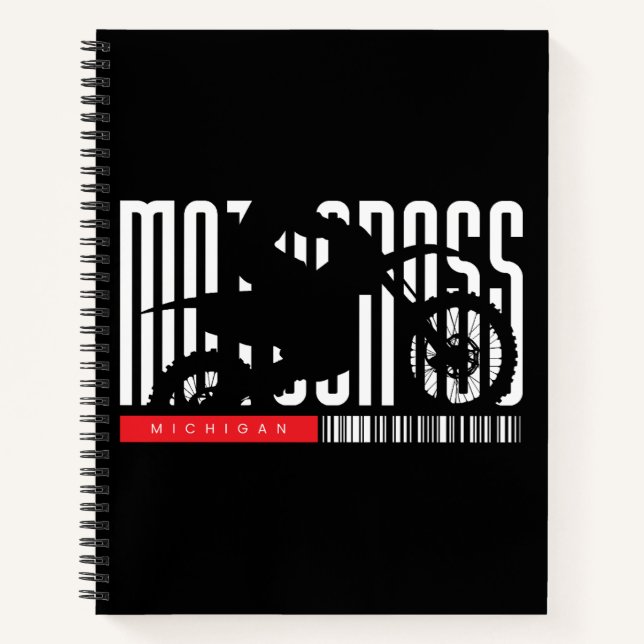 Cuaderno Silueta de Motocicleta de Motocross de Michigan (Anverso)
