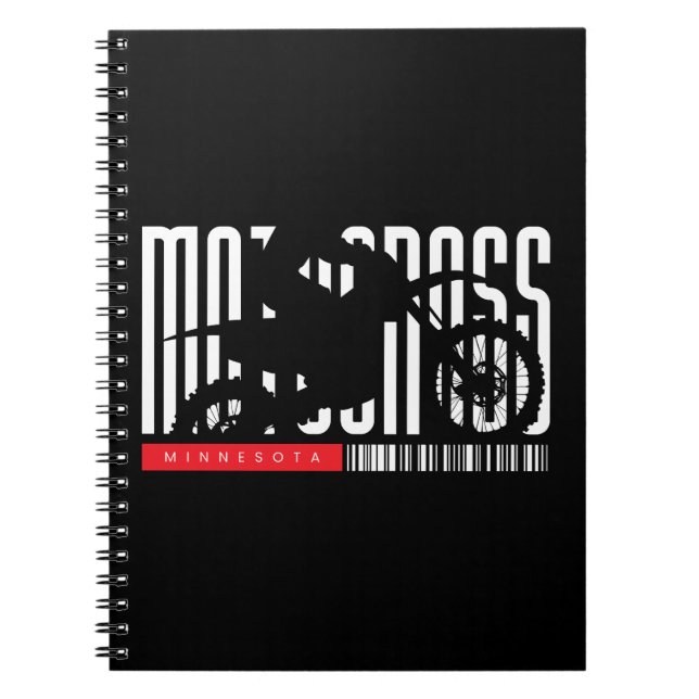Cuaderno Silueta de Motocicleta de Motocross de Minnesota (Frente)
