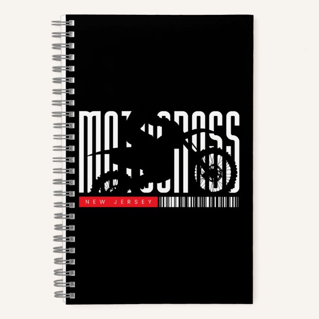 Cuaderno Silueta de motocicleta de Motocross de Nueva Jerse (Anverso)