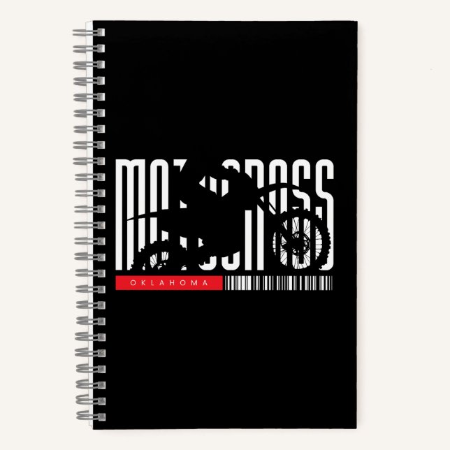 Cuaderno Silueta de Motocicleta de Motocross de Oklahoma (Anverso)