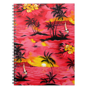 Cuaderno Silueta de palmeras acuáticas y patrón de playa
