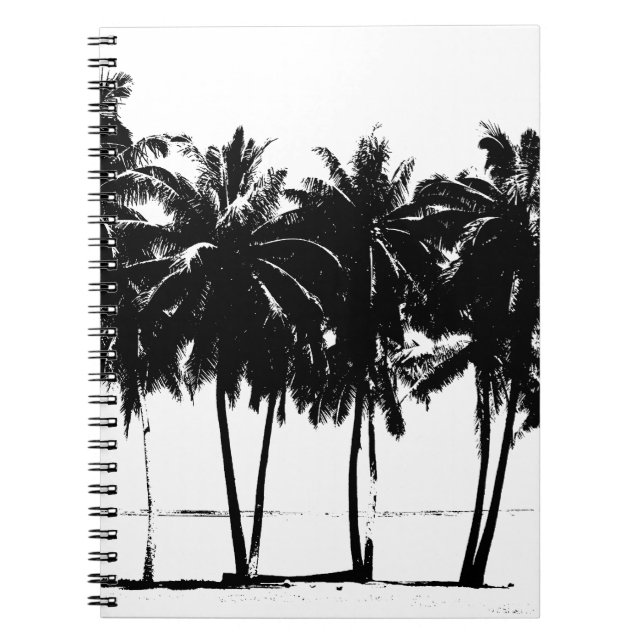 Cuaderno Silueta de palmeras blancas y negras (Frente)