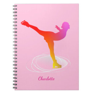 Cuaderno Silueta de patinaje sobre hielo de color brillante